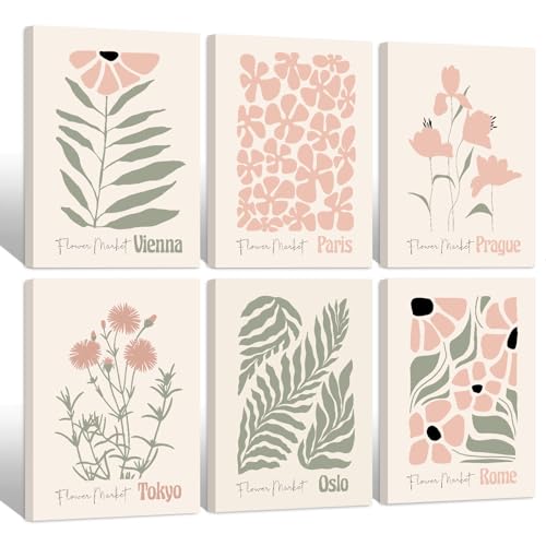 Baccone Boho Botanical Wall Art Prints Blush Pink Canvas Wall