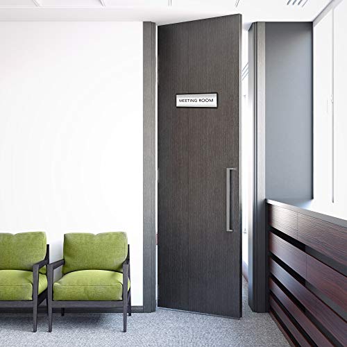 Set of 6 –Sturdy & Elegant Black Aluminum Wall Mount Name Plate Holder, Office Business Door Curved Sign Holder with Adhesive Tape, 8” X 3” - Plastic Film Included, Paper Inserts NOT Included - Thumbnail 5