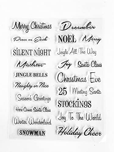 Merry Christmas Sentiments Sayings Season's Greetings Noel Clear Stamp for Card Making Clear Stamp