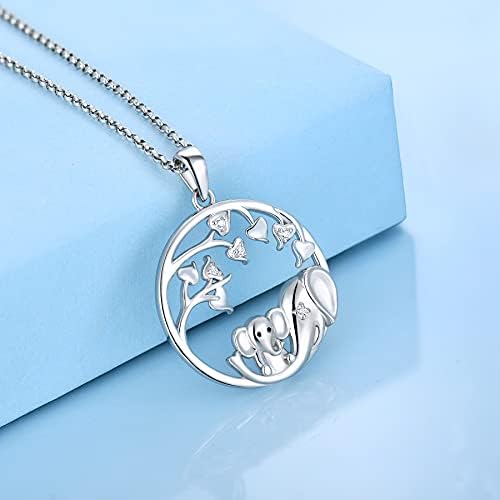JO WISDOM Women Heart Necklace,925 Sterling Silver Elephant Pendant Necklace with 3A Cubic Zirconia,Jewelry for Women
