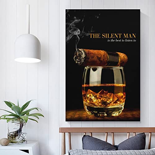 Fbroceh Cigar Whiskey Inspirational Quotes Poster The Silent Man Poster Decorative Painting Canvas Wall Art Living Room Posters Bedroom Painting 12x18inch(30x45cm) - Image 5