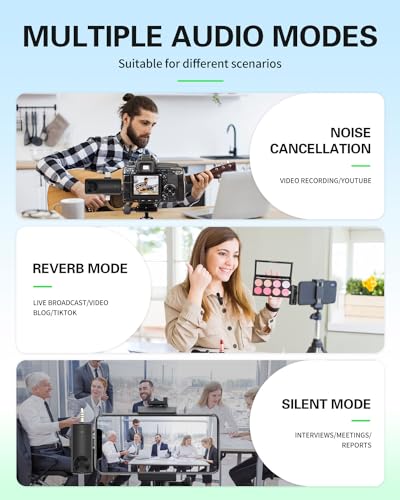ميكروفون صغير من جيكورينو لكاميرا ايفون واندرويد وايباد USB-C، ميكروفون لافالير لاسلكي احترافي 4 في 1 للتسجيل والبث المباشر ويوتيوب وفيسبوك وتيك توك ومدونات الفيديو (قطعتين)