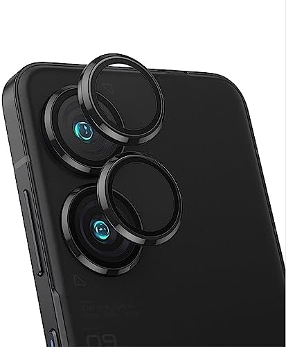 GIOPUEY [Full Protection Camera Lens Protector Compatible with Asus Zenfone 10,[Double protection] Metal + Tempered Glass, Camera Protector - black