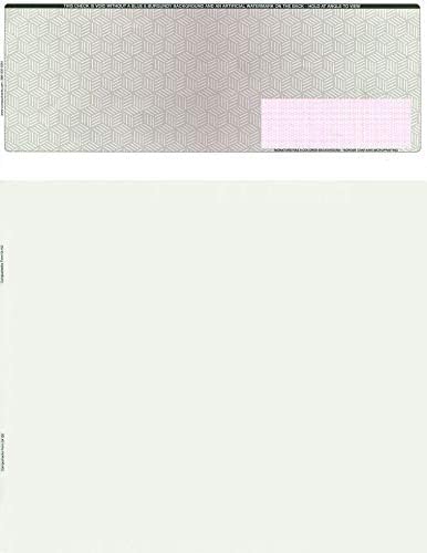 Compuchecks 100 HIGH Security Blank Check Paper Compatible with QuickBooks - (Green/Red Cubed) Checks On Top Print Easy Your Computer Checks for Business Or Personal Use - Weight # 28