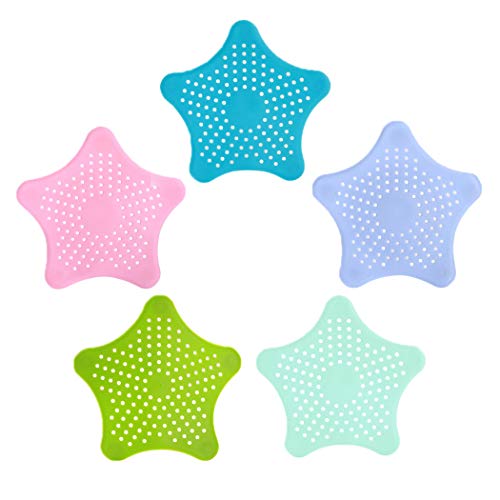 5 piezas de filtros de silicona para ducha y lavabo en forma de estrella, mamparas para el pelo de la bañera y filtros de alcantarillado del fregadero de la cocina Cover