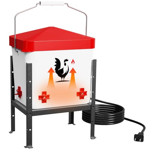 Goyappin Heated Chicken Waterer for Winter, 1.9 Gallon Poultry Water Heater with 4 Horizontal Nipples, Thermostatically Controlled, 3 Adjustable Heights, Anti-Freezing Watering System for Coop