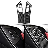 NVCNX Real Premium Carbon Fiber Car Door Window Lift Switch Panel Cover Interior Trim Compatible with Nissan GTR R35 2008-2016 Accessories Black