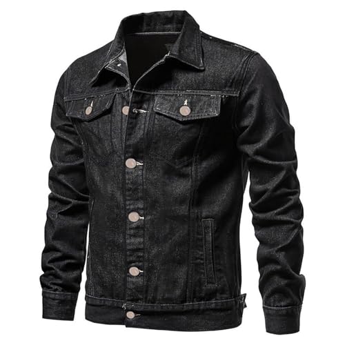 Denim Jackets For Men Button Down Long Sleeve Jean Jackets Solid Color Fashion Coats Outwear Comfort Basic Coats4