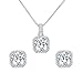 EleQueen 925 Sterling Silver Cubic Zirconia Square Bridal Pendant Necklace Stud Earrings Jewlery Set