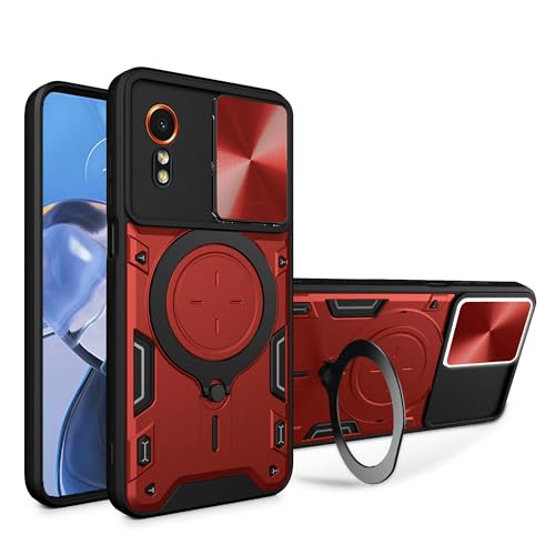 Lucyliy Compatible with Samsung Galaxy XCover7 SM-G556B Phone Case Cover [with Tempered Glass Screen Protector] red