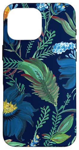 Blue Flower Pattern Hand Painted Botanical Artistic Garden X}zP[X iPhone 16 Pro Max p
