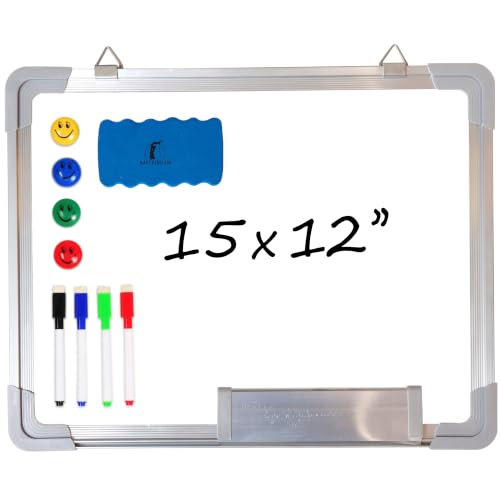 Whiteboard Set, 15x12 in Dry Erase Board, Magnetic White Board for Wall