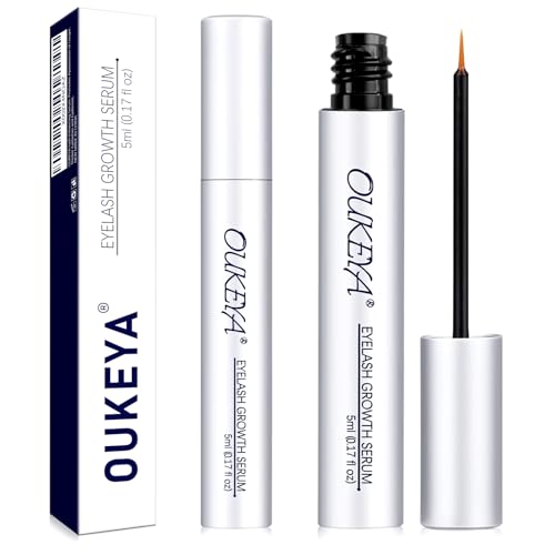 OUKEYA Sérum para pestañas sin hormonas, 2 x 5 ml, sérum para pestañas con extractos de hierbas y complejo de péptidos, serum para pestañas más densas y más largas, fórmula vegana, sin experimentos en