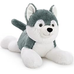 MorisMos Husky Stuffed Animal, 28 Inch Large Dog Floppy Lying Puppy Plush | Long-Limbed Floppy Design; Large Dog; Soft Huggable; Expressive Face; Flexible Legs; Gifts for Kids; Cozy Bed, Room Display