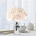 Eyamumo Fake Flowers, Faux Silk Real Touch Artificial Rose Flowers for Decoration DIY, Wedding Party, Home Office Decoration and Dining Table Centerpiece, 7Pcs (WhitePinkEdge-30cm, 30CM)