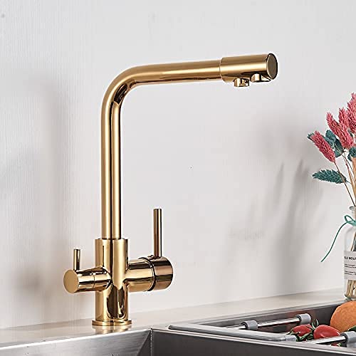 MXXQRHF Faucets,Water Filter Black Kitchen Faucet Drinking Water Tap Rotatable Water Purification Feature Taps for Kitchen Sink Cranes/Gold Faucet Comfortable Anniversary