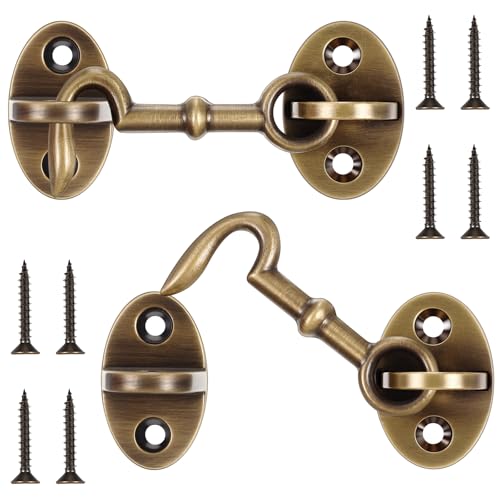 Otoolling 2 Pack Brass Hook and Eye Latch 2 3/4