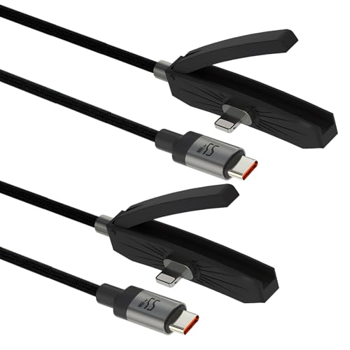 Synclum Lot de 2 Câbles charge rapide 3 en 1 avec support invisible, USB vers Lightning 2 m