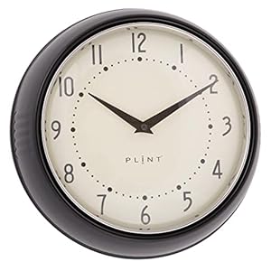 PLINT Retro Wanduhr Silent Non-Ticking Decorative Black Color Wall Clock, Retro Style Wall Decoration for Kitchen Living Room Home, Office, Schule, Easy to Read Large Numbers