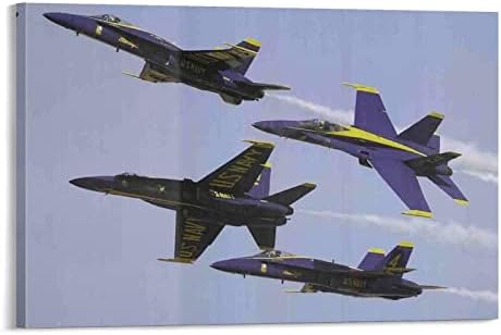 Plane Poster USA Blue Angels Military Aircraft Jet Aviation Airplane Canvas Painting Wall Art Poster for Bedroom Living Room Decor16x24inch(40x60cm)