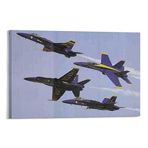 Plane Poster Usa Blue Angels Military Aircraft Jet Aviation Airplane Canvas Painting Wall Art Poster For Bedroom Living Room Decor16X24Inch(40X60Cm) #TOP4