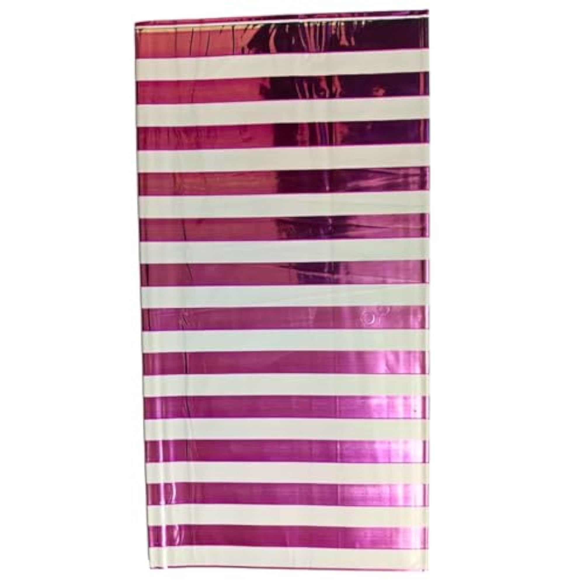 Pink & White Striped Plastic Table Cover