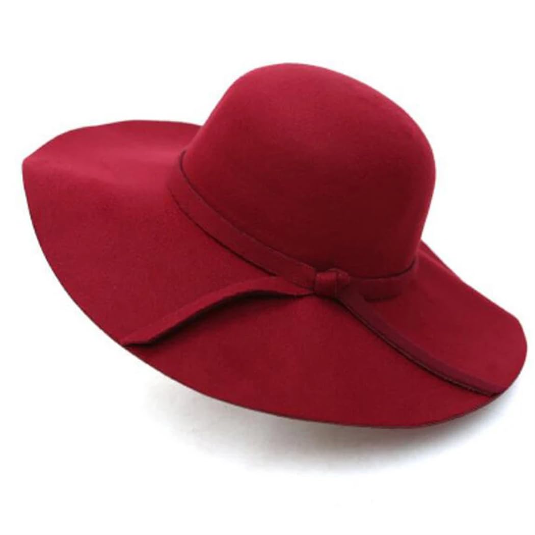 Cappello da chiesa cappelli invernali per le donne cappelli a secchiello morbido vintage a tesa larga in feltro di lana bombetta cappello Fedora cappello floppy