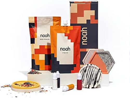 noah Jesmonite & Terrazzo Craft Kit - Complete DIY Set - Casting Kit for Beginners - Great Gift Idea (Hexagon & Round Coaster Moulds/Primary Colours)