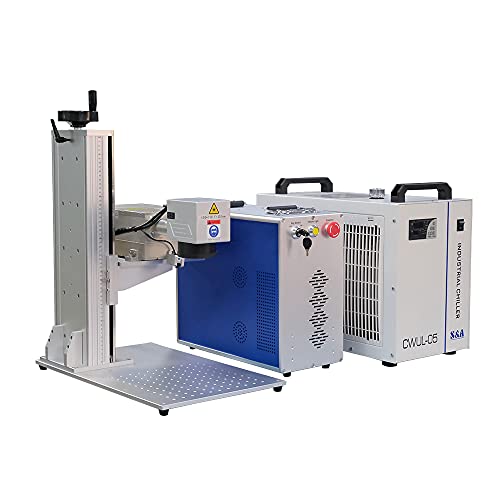 LYXC JPT 5W UV Laser Engraver Laser Marking Machine 175&times;175mm Lens with S&A Water Chiller and D80 Rotary Axis Class 1 Laser Output Power 0.39mW