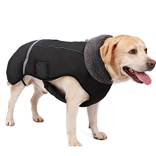 Wasserdichter winddichter Hundemantel für kaltes Wetter, warme Hundekleidung, Jacken für kleine, große, mittelgroße Mädchen, Jungen, Aktivitäten im Freien und drinnen (Schwarz, Größe XXL)