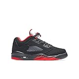  Nike Air Jordan 5 Retro Low (GS), Zapatillas de Baloncesto para Niños, Negro/Rojo/Negro (Black/Gym Red-Black-Mtlc Hmtt), 37 1/2 EU
