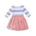 Baby Toddle Girls Tutu Dress Short Sleeves Stripe Tulle Skirts Mini Dress (4T(4-5Years), Pink-Long sleeves)