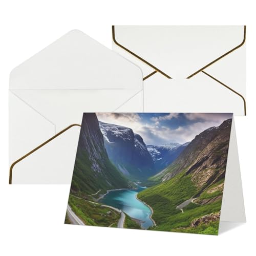 QMNKLET Greetings Cards with Envelopes Norwegian fjords Thinking of You Card 4x6 Blank Note Card All Occasion Greeting Cards for Birthday Baby Shower Congratulations Wedding Thank You Card