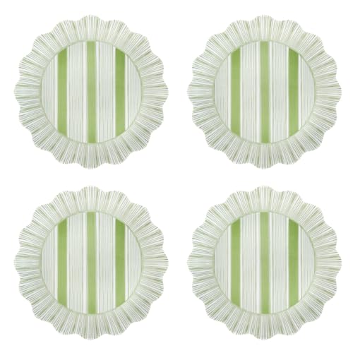 Juliska Cabana Stripe Melamine Dessert/Salad Plate Set/4 - Seagrass