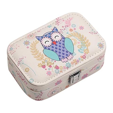 LKMY Small PU Leather Travel Jewellery Box with Mirror Cover