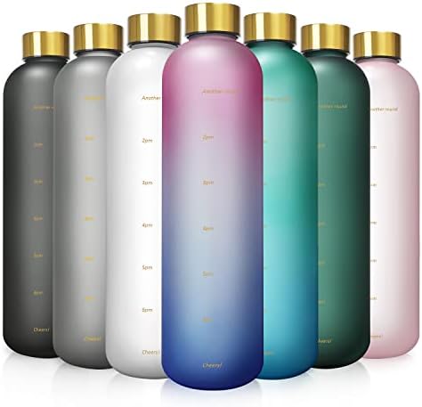 Opard 1 Litre Motivational Water Bottle with Time Markings to Drink, Reusable Plastic Bottle with BPA Free Tritan for Gym and Sports