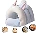 Lit d'hiver chaud pour petits animaux, grotte pour animal domestique avec coussin amovible, lavable en machine, couverture confortable pour lapin, cochon d'Inde, hamster, chinchilla, nid de cage (L)
