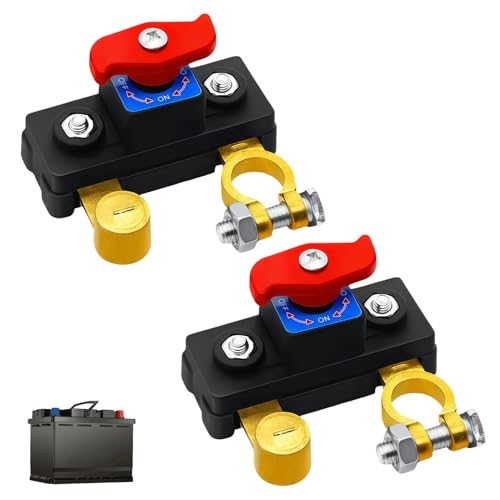 2 Pezzi Interruttore Stacca Batteria Auto 12V-24V, Staccabatteria in Rame