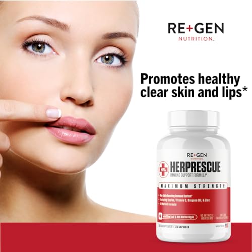 Re+Gen Nutrition HERPRESCUE Outbreak Support Supplement, Cold Sore Care for Adults, Natural Capsules w/Zinc, Vitamin C, & L lysine Amino Acid for Immune Health, 120 Capsules - Thumbnail 7