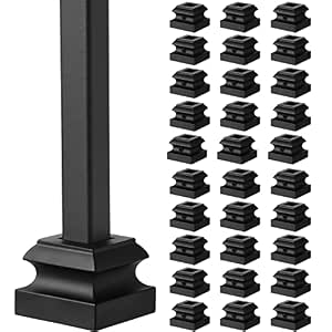 16 Pcs Iron Baluster Shoes With Screws - 1/2 Inch Square, Satin Black, For Staircase Handrail Support - View #6