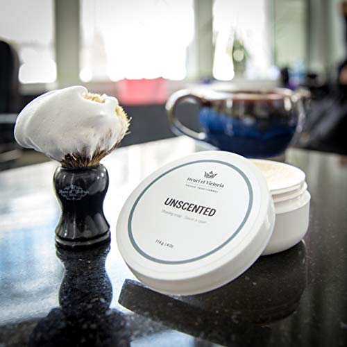 Henri et Victoria Shaving Soap For Men | Smooth Shave, Lathers Up Nicely, Long-Lasting Scent | Canadian Made by Skilled Artisan 114 g (4 oz) (Unscented)