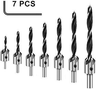 COMOWARE Countersink Drill Bits Set- 7Pcs Counter Sink Bit for Wood High Speed