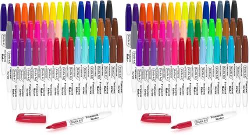 Image of Shuttle Art 48 Colors Permanent Markers, Fine Point, Assorted Colors, Works on Plastic,Wood,Stone,Metal and Glass for Doodling, Coloring, Marking (Pack of 2)