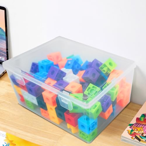 TANEMUDO 20 Pcs Plastic Playroom Storage Organizer Box Stackable Bins with Lids,Clear Storage Containers for Holds Small Toys, Building Blocks, Puzzles (7.09 x 5.2 x 3.43 Inch,5.6 x 4.1 x 2.4 Inch) - Image 8