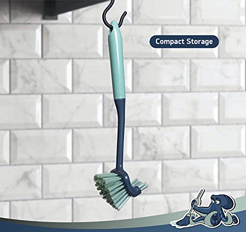 Dsv Standard Scrubber Brush Dish For Kitchen With Stiff, Durable Bristles - Kitchen Sink Cleaning, 2-Sided Scrubbing Brush For Pots, Pans - Kitchen Dish Brush With Long Handle (Pack Of 1) #TOP4