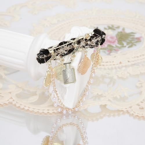 Image of Fashion Pearl Four Leaf Clover Brooch Number 5 Vintage Rhinestone Camellia Brooches Pins for Women Wedding /Bouquet /Banquet Jewelry (Pearl Brooch Pin)(Heart Brooch)