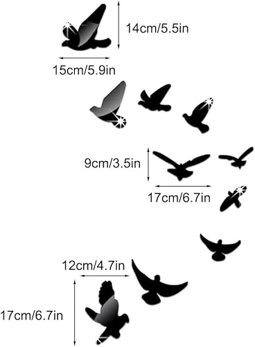 Miniatura 5 de Adhesivo acrílico 3D para pared, diseño de pájaros voladores, impermeable, espejo para sala de estar, dormitorio, baño