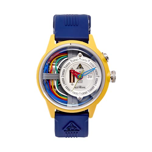 The Electricianz Cable Z Mens Designer Watch - Led Light Up Dial, Swiss Design, Unique Electric Module - Tough Nylon Case 1.8 Inch, Cobalt Blue Rubber Strap #TOP1