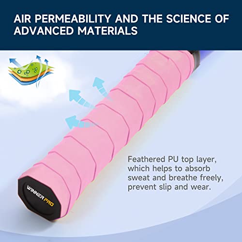 Tennis Racket Grip Tape - Tennis Racquet Overgrips Precut That Stays Dry & Absorbs Sweat With Velvety Comfort For Pickleball Squash Badminton Baseball Drumsticks Racquetball Dumbbells (6 Pcs Pink) #TOP3