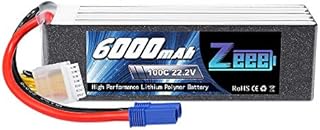 Zeee 22.2V 100C 6000mAh 6S Lipo Battery with EC5 Connector RC Battery for RC Car Truck RC Airplane Helicopter Quadcopter Boat